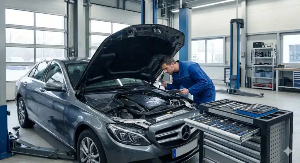 Revisión Mercedes Clase C en Las Tablas en taller especializado en Madrid
