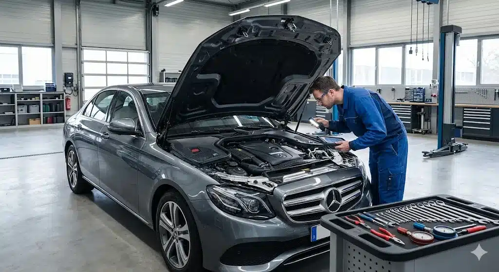 Revisión del Mercedes Clase E en taller especializado en Madrid Las Tablas